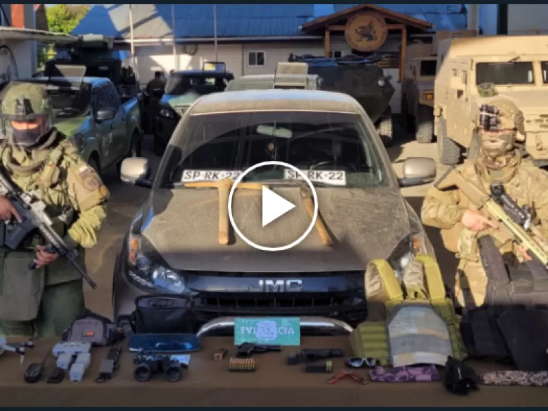 Armas, chalecos antibalas, un dron y un camión requisados en una operación en Tirúa: 3 personas detenidas