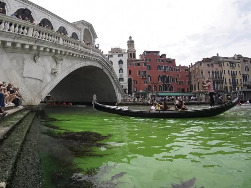 El agua de Venecia se ha vuelto verde durante la noche: ¿es tóxica?